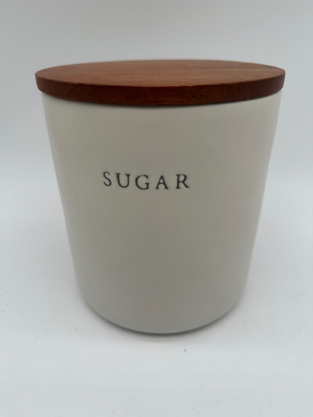 Hearth & Hand With Magnolia Stoneware Embossed "Sugar" Crock W/Bamboo Lid